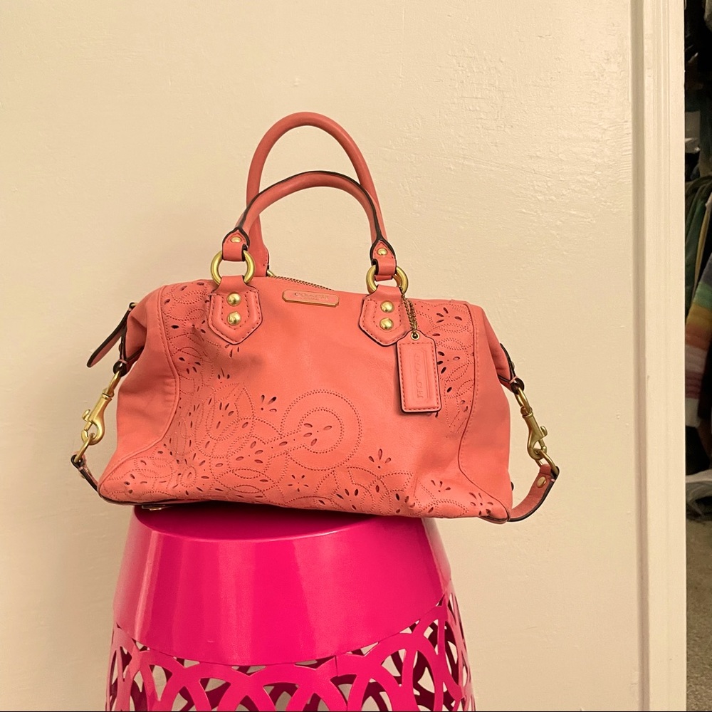 COACH coral pink tote purse